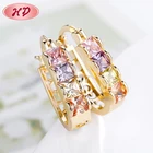 HengDian fashion hoop earring Women,18k gold plated cubic zircon cheap earrings made in china