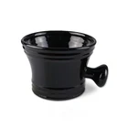 卸売カスタム印刷されたロゴ黒セラミック石鹸マグクリエイティブ磁器シェービングフォームボウルハンドルとブラシのための男性