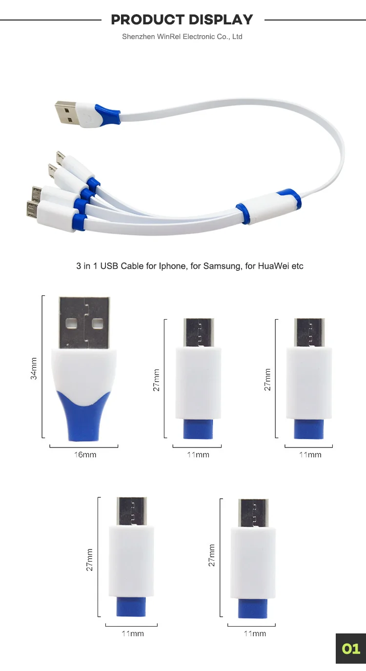 Usb Cable Fast Charging Cable 3 In 1 Micro Usb Cable - ANKUX.COM