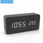 Promotional Clock Temperature Sounds Control Calendar LED Display Electronic Wooden LED Alarm Clock