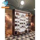 Fashion leather handbag and shoes display showcase wood luxury wall shelves