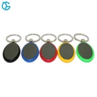 Promotional Gift Colorful Oval Shape Hard PVC Custom Plastic Key Ring with Metal Ring