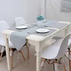 wholesale linen cotton luxury custom restaurant print dusty light blue decoration table runner with placemat