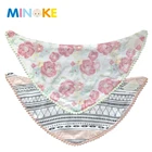 2018 new design muslin organic cotton baby headband and bib with mini pom-pom
