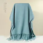Luxury Woman Infinity Shawls Pure Color Scarves Muslim Hijab Wholesale lambswool Scarf with tassels