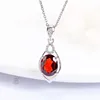 Guangzhou gemstone jewelry factory wholesale 925 silver natural red garnet necklace pendant for women