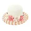 Factory Cheap Women Flat Top Brim Flower Decorate straw beach hat