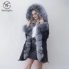 Winter Girls Cute Garment Fluffy Silver Fox Fur Hood Parka Soft Rex Rabbit Fur Women's Coat Jacket