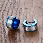 Packaging Customization 2020 Women Men Blue Stainless Steel Personality Carved Hoop Earing Latest Model Fashion Earrings