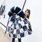 Fashion New collar parka women raccoon fur hood collar fox fur lined parka coat