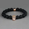 Mens Agate Bead Skull Bracelet, Custom Bead Charm Bracelet MJBE022