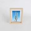 Clear Acrylic photo frame Table Top Double Sided Display+ Floating Wooden Photo Frame +4'' *6" Size Natural Wood