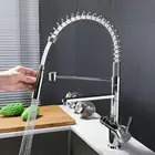 Black spring pull down faucet Three way kitchen faucet with spray cold/hot /Ro filter system