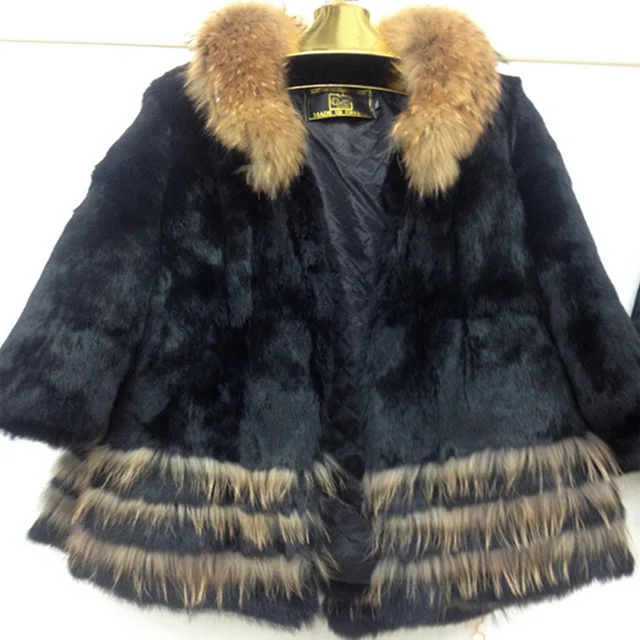 ladies leather and fur coat