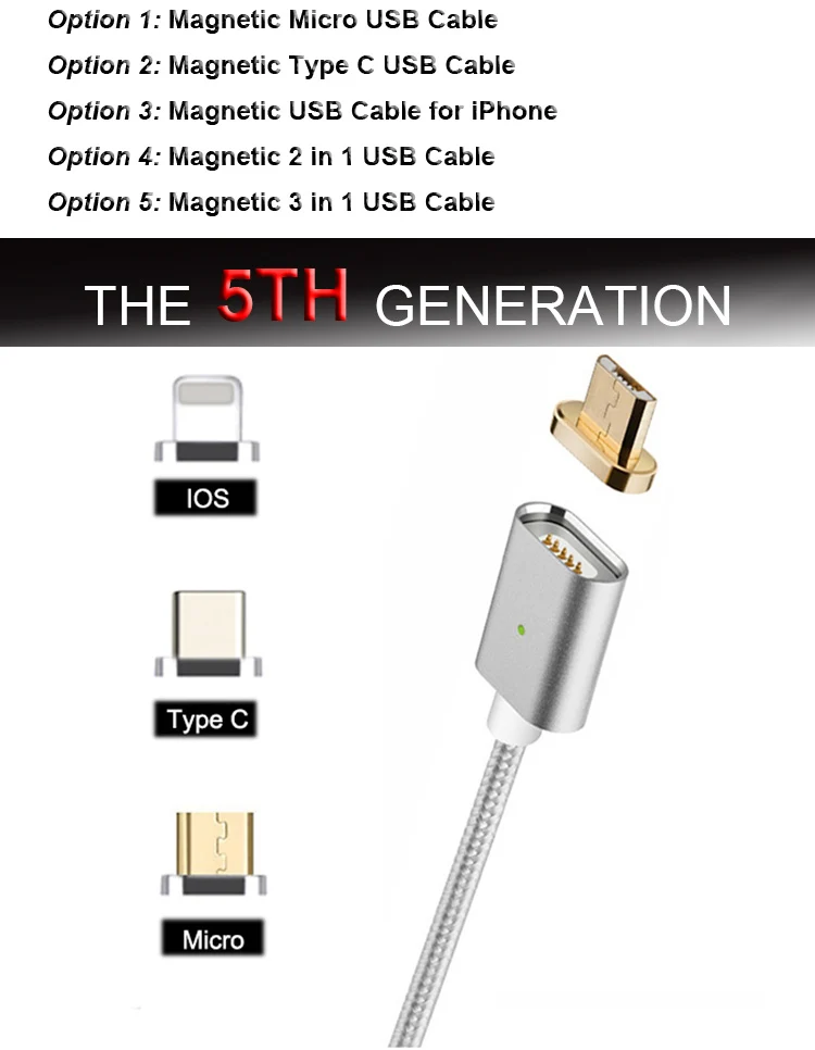 Magnet Micro USB Data Sync Cable Magnetic Cable 1m round Short Line Charger For Samsung iphone - ANKUX.COM
