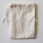 red hem single drawstring cotton muslin bag