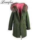 Thick Long Coat Raccoon Fur Collar Faux Fur Liner Winter Jacket High Quality Hooded Wown Coat Parka
