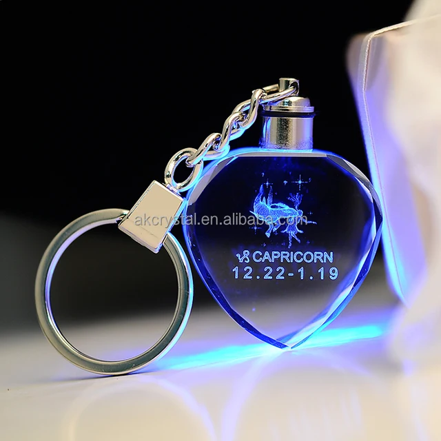 wedding door gift heart shape crystal keychain/3d laser glass