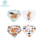 Happyflute 4 pieces set baby bandana bibs printed cotton baby bibs washable bibs for baby