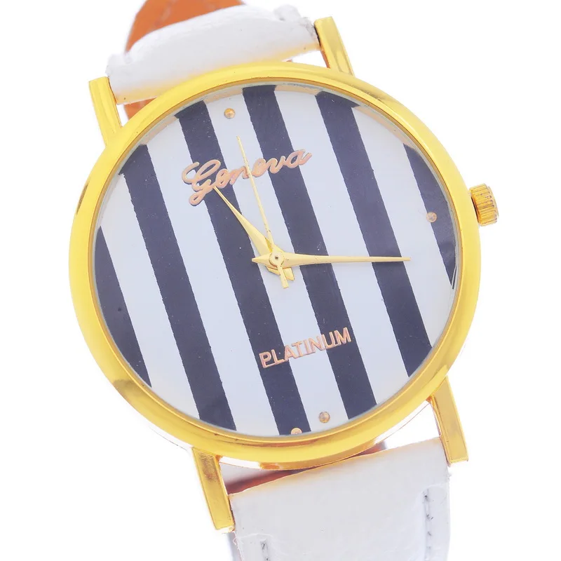 Wrist Watch White Watchband Women Watches Brand New Fashion Women's Casual Stripe Design watches