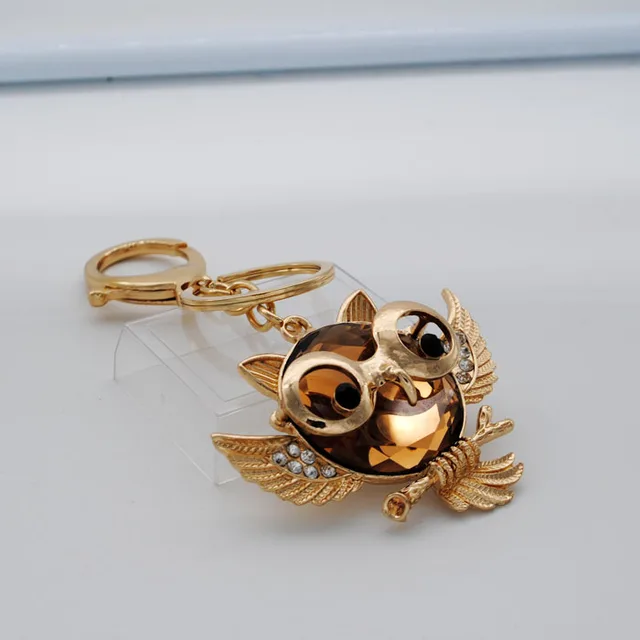 metal owl keychain unique girls souvenir crystal owl keychain