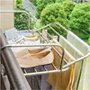 balcony window stainless steel Foldable Non automatic cloth drying rack manual clothes drying rack Withstand weight 15kg