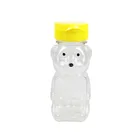 Bpa Free 240ml Pet Bee Bear Shape Jar Jam Packaging Empty Plastic Honey Bottles With Ribbed Lid