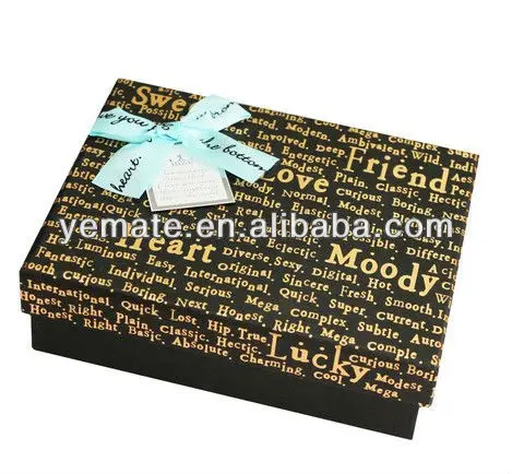 gold hot stamping logo with ribbon bow on the lid for holiday