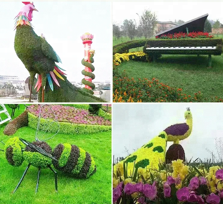 Fantasía de césped artificial, escultura animal para la decoración al aire libre