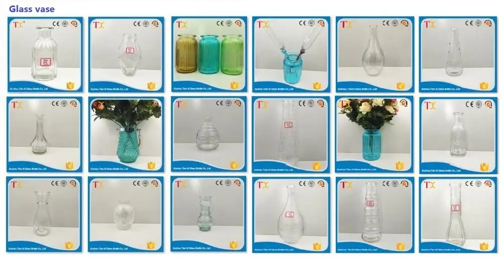 wholesale empty unique shape glass vase for home decoration transparent glass bottle