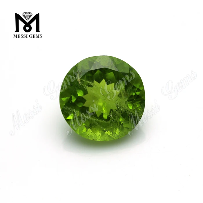 natural round olive green olivine stone