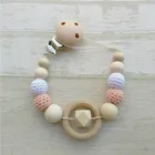 crochet wooden beads teething baby pacifier clips