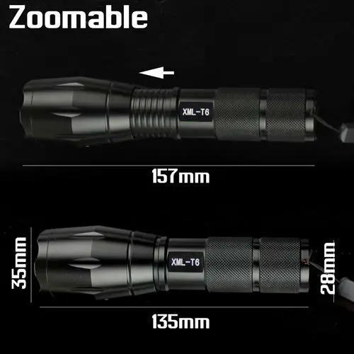 New arrive 5-Mode Zoomable 1800 LM Lumens cree LED Flashlight