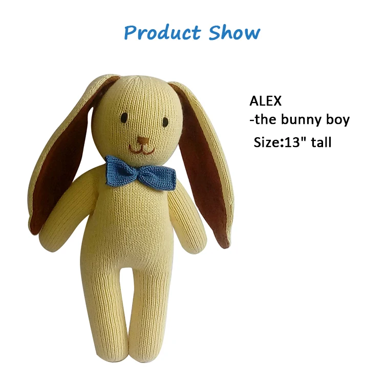 alex the bunny kids boy cotton knitted stuffed rabbit doll