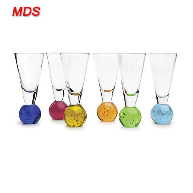 professional wholesale colored ball bottom shot glass set