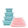 Reusable Square Silicone Collapsible Bento Food Storage Lunch Box With Lid Set of 4