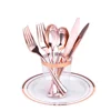 New Rose Gold Disposable Heavy Duty Plastic Silverware Set Include Forks Spoons Knives for Wedding Party decorations