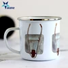 Hight quality cheap logo OEM design widely used steel enamel white mug with handle