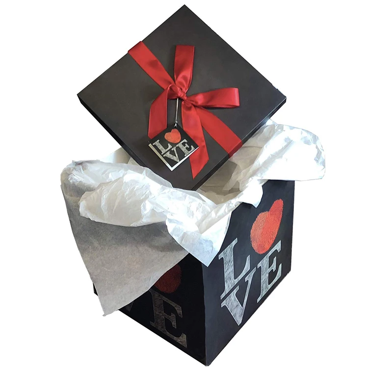 12x12x12 printing black large folding paper gift box