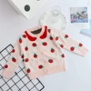 Kids Girls Cardigan Strawberry Knitwear Cotton O-Neck Pink Sweater Children Crochet Knit Sweaters
