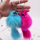 Lovely real-haired little fox fur Pendant lady's fur bag covered with plush balls pompom