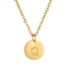 MECYLIFE Fashion Gold Plated Stainless Steel Minimalist Round Circle Charm Women Girl Letter Pendant Initial Necklace