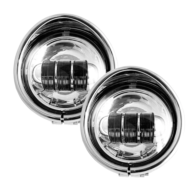 FADUIES Motorcycle accessories 4.5 4 12 LED Auxiliary lights + Chrome Harley Trim Ring For Harley Fog Lights Trim Ring (12)