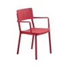 Nordic design red color PP plastic stackable modern dining chair with arm