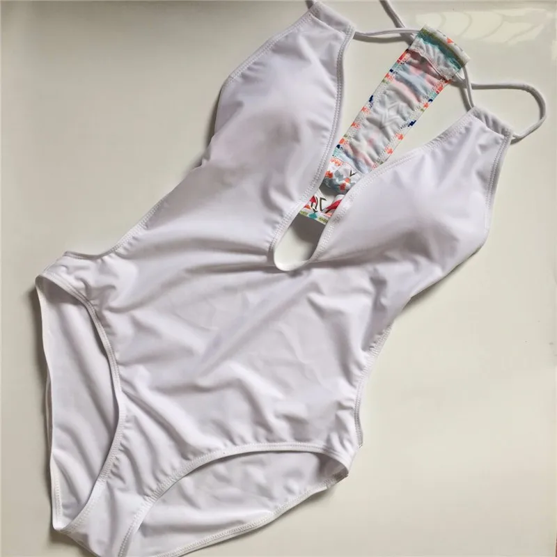Cut out 1 one piece swimsuit Women Backless swimwear padded bathing suit Sey push up halter bodysuit monokini