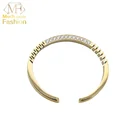 Xinyi unique design Luxury open cuff bracelet inset rose gold zircon titanium jewelry bangle for women