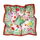 Hot sale Chic Embroidery Pattern Double Layer Kerchief Twill 50x50cm Silk Scarf