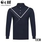 VolfGolf Men's Golf Long Sleeve Polo Shirt with V stripe