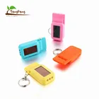 Plastic Solar Power Rechargeable Mini 3 Led Torch Keychain Light with Whistle