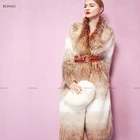 Manufacturer Custom Woman Winter Oversized Coat Pink Check Faux Fur Coat